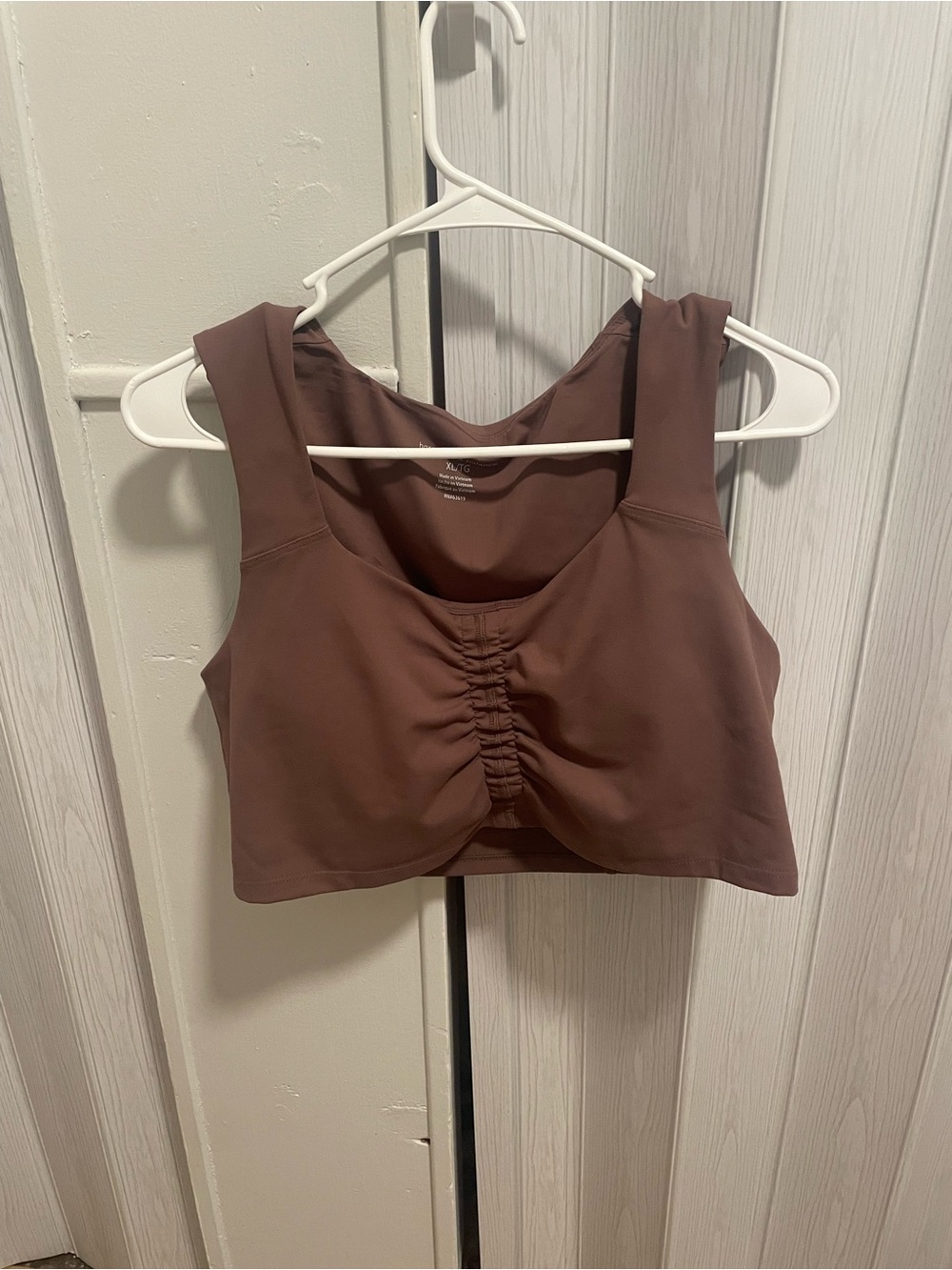 Ruched Front Brown Crop Tank - Women's Stretch Top